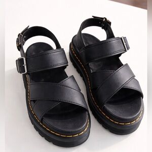 Dr. Martens Voss II Platform Sandals Black Size 6 EU 37
